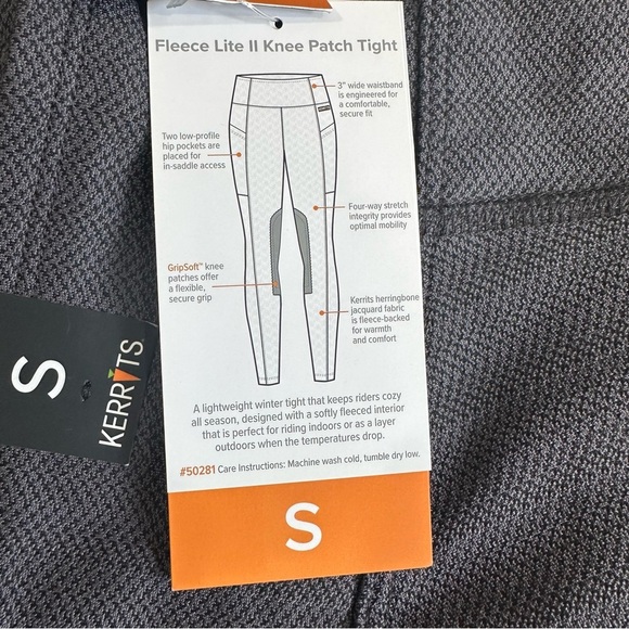 Kerrits Fleece Lite II Knee Patch Tight Women's Sm Peppercorn Gray USA Made NWT - Picture 6 of 7